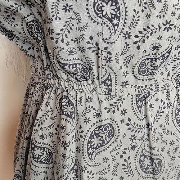 Cotton On Short Sleeve Paisley Print Casual Dress Green Black Size Small - Picture 12 of 16